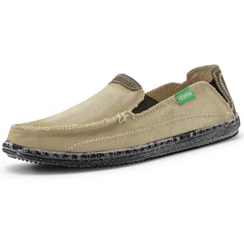 Men's Slip on Deck Shoes Canvas Loafer Vintage Flat Boat Shoes