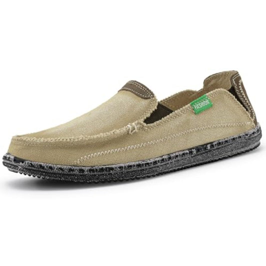 Men's Slip on Deck Shoes Canvas Loafer Vintage Flat Boat Shoes