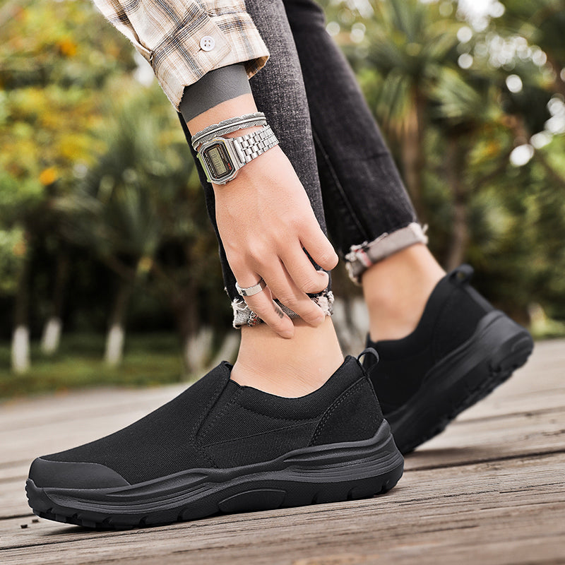 Vilocy Men's Canvas Slip On Platform Walking Shoes In Black
