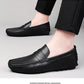 Men's Genuine Leather Shoes Casual Heightening Slip On Loafers Breathable Lightweight Flats Driving Shoes Fashion Slipper