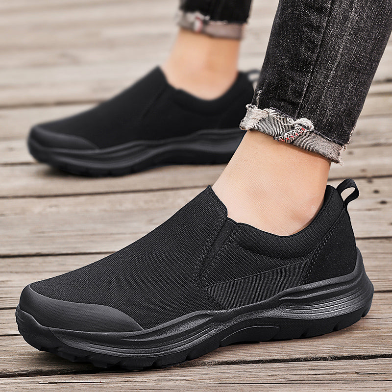 Vilocy Men's Canvas Slip On Platform Walking Shoes In Black