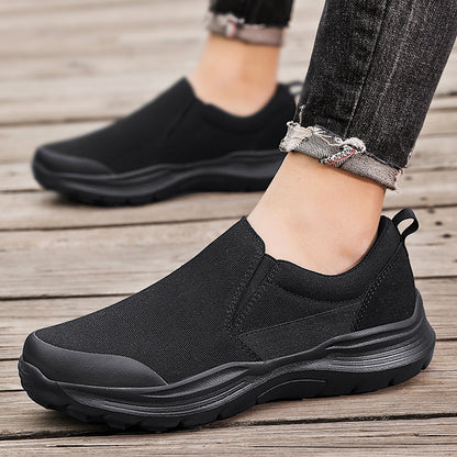 Vilocy Men's Canvas Slip On Platform Walking Shoes In Black