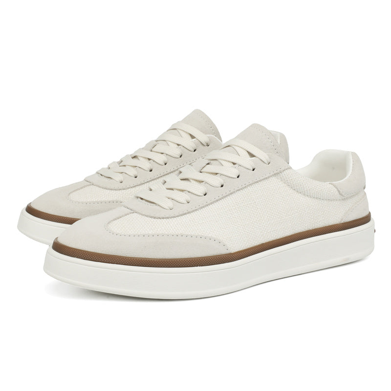Mens Breathable Linen & Nubuck Suede Low Top Casual Sneakers