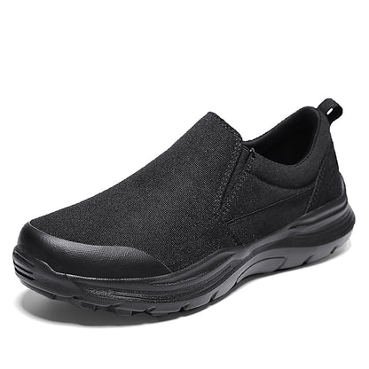 Vilocy Men's Canvas Slip On Platform Walking Shoes Black