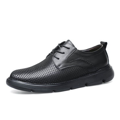 Vilocy Men's cut-out Platform Lace Up Leather Business Casual Shoes In Black