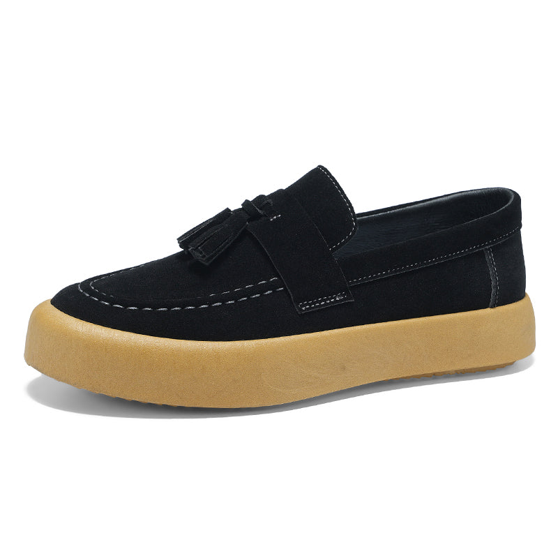Mens Tassel Suede Slip‑On Loafers Shoes