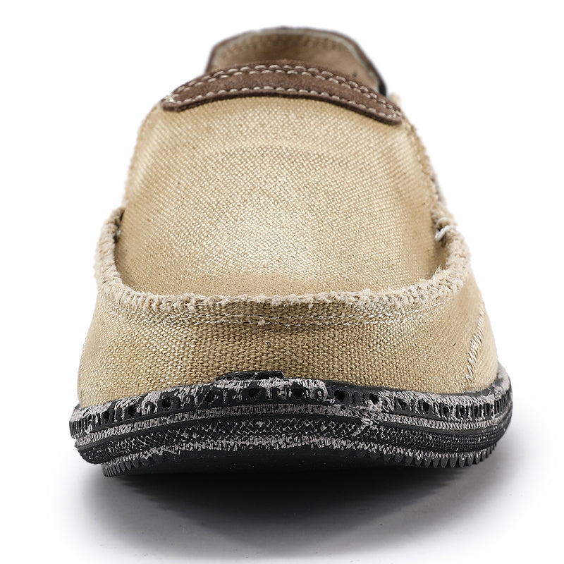 Men's Slip on Deck Shoes Canvas Loafer Vintage Flat Boat Shoes