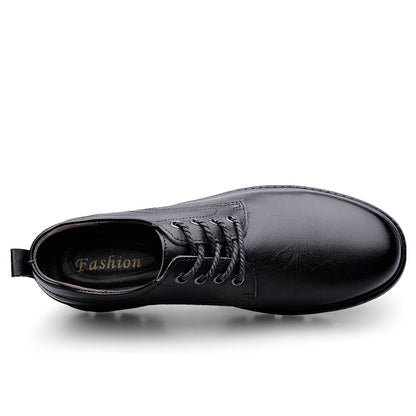 Vilocy Men's Lace Up Leather Chunky Sole Work Oxford Shoes In Black