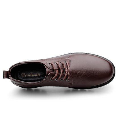 Vilocy Men's Lace Up Leather Chunky Sole Work Oxford Shoes In Brown