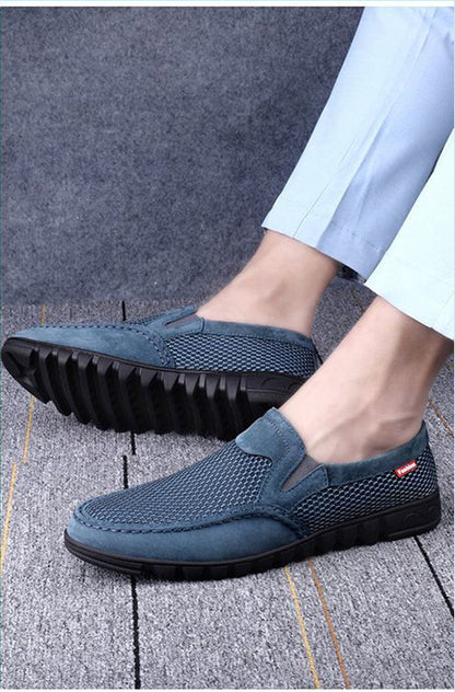 VILOCY Men's Breathable Mesh Slip On Driving Loafers In Blue