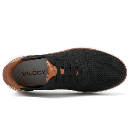 Vilocy Men's Knit Hands Free Slip-On Casual Business Oxford Shoes In Black