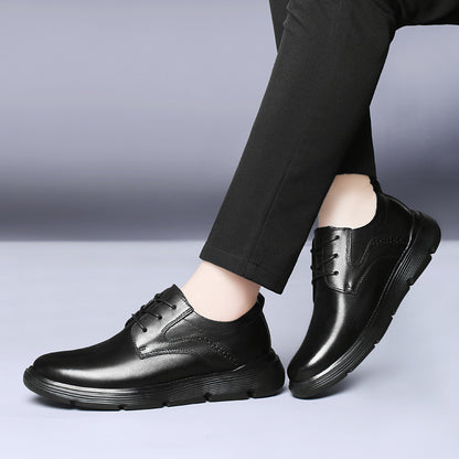 Vilocy Men's Platform Lace Up Leather Business Casual Shoes In Black