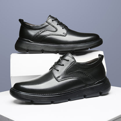 Vilocy Men's Platform Lace Up Leather Business Casual Shoes In Black