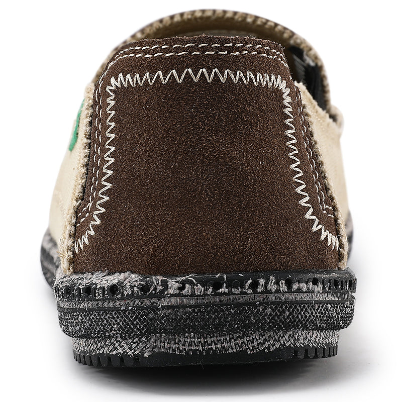 Men's Slip on Deck Shoes Canvas Loafer Vintage Flat Boat Shoes