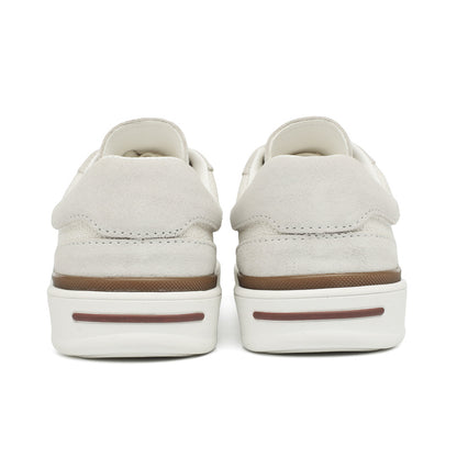VILOCY Mens Breathable Linen & Nubuck Suede Low Top Casual Sneakers In White