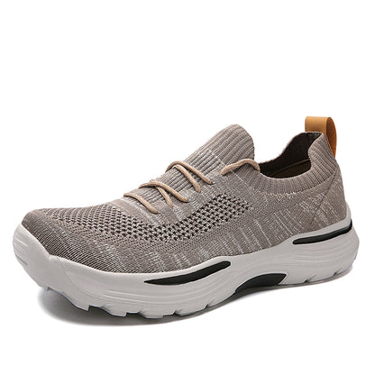 Vilocy Men's Fly Knit Lace Up Platform Walking Sneakers In Grey