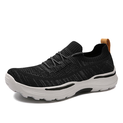 Vilocy Men's Fly Knit Lace Up Platform Walking Sneakers In Black