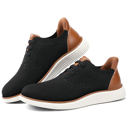 Vilocy Men's Knit Hands Free Slip-On Casual Business Oxford Shoes In Black