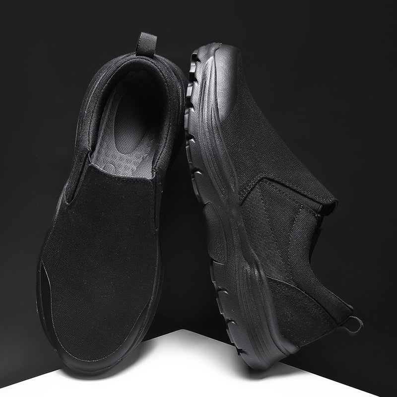 Vilocy Men's Canvas Slip On Platform Walking Shoes In Black