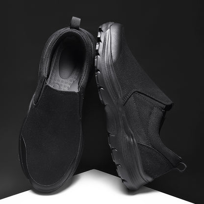 Vilocy Men's Canvas Slip On Platform Walking Shoes In Black