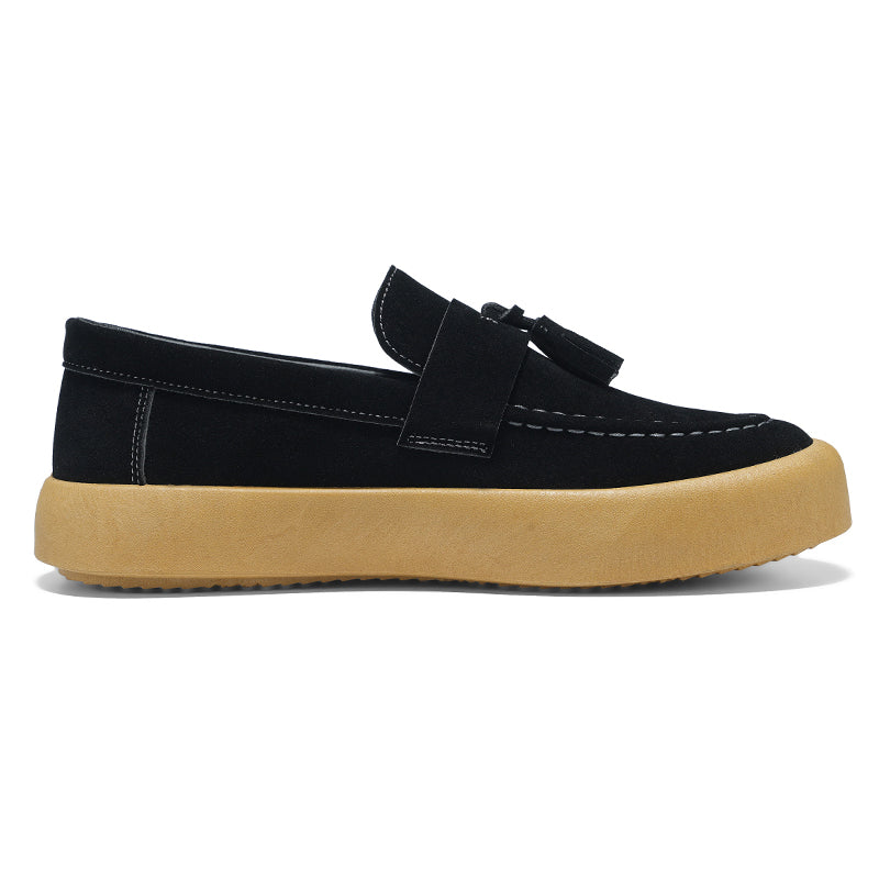 Mens Tassel Suede Slip‑On Loafers Shoes