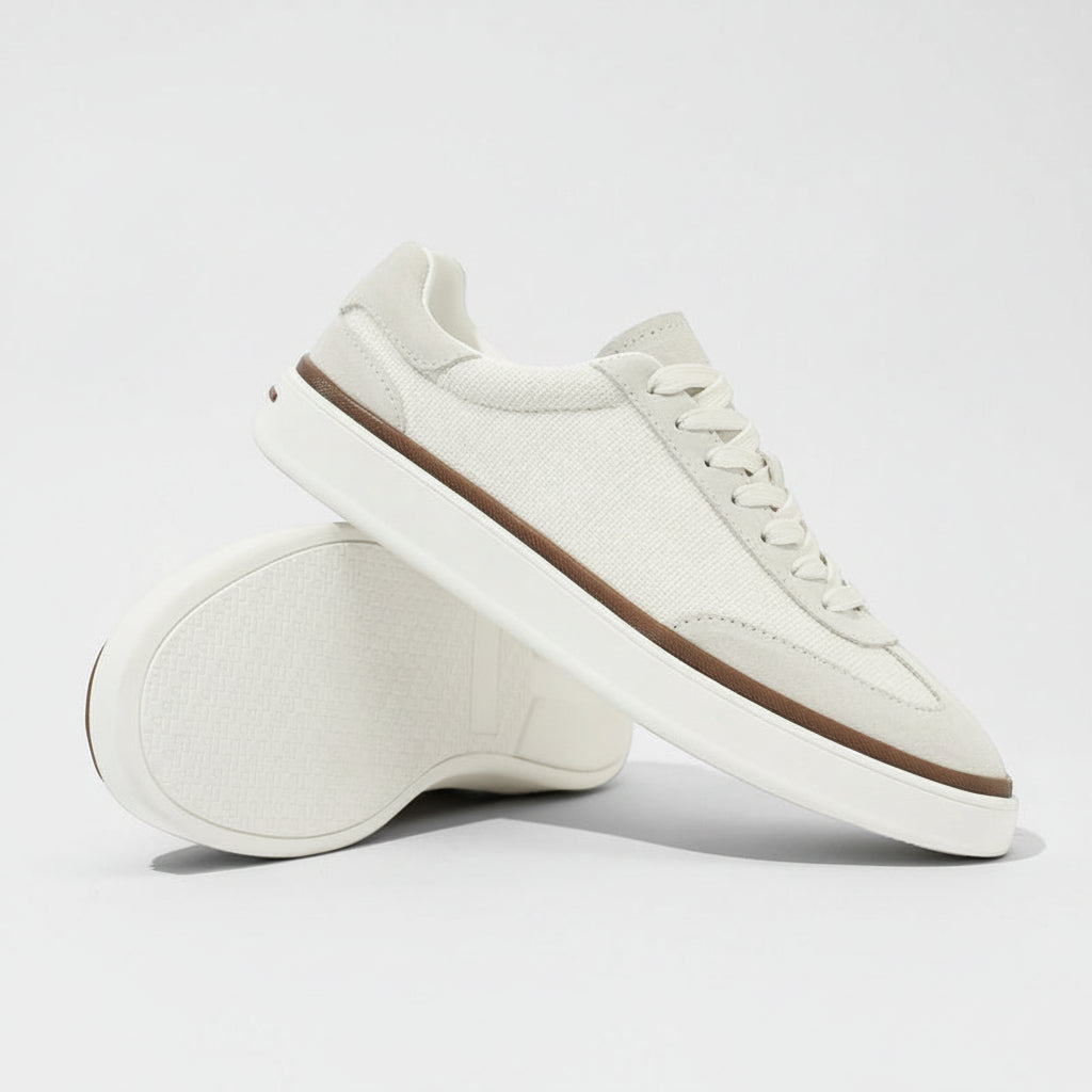 Mens Breathable Linen & Nubuck Suede Low Top Casual Sneakers