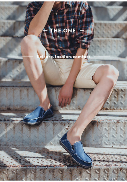 Men's Canvas Slip On Casual Moc Toe Loafers