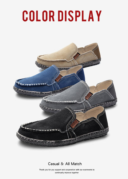 Men's Canvas Slip On Casual Moc Toe Loafers