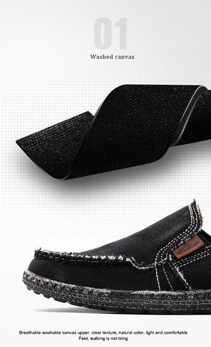 Men's Canvas Slip On Casual Moc Toe Loafers