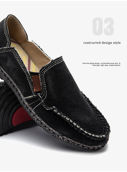 Men's Canvas Slip On Casual Moc Toe Loafers