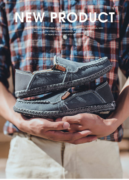 Men's Canvas Slip On Casual Moc Toe Loafers