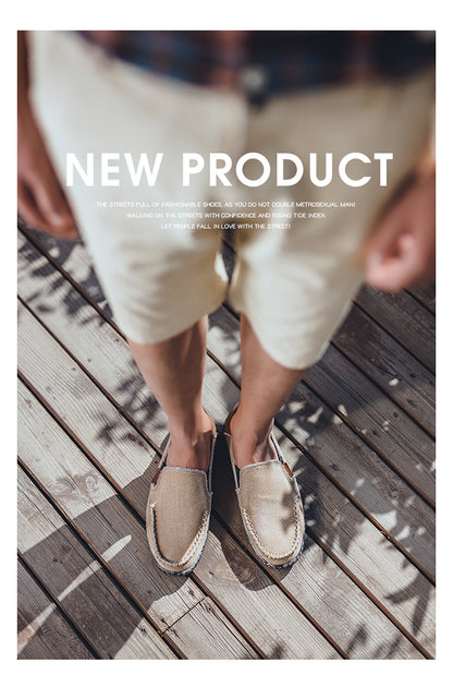 Men's Canvas Slip On Casual Moc Toe Loafers