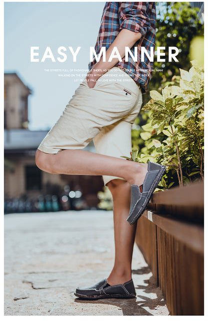 Men's Canvas Slip On Casual Moc Toe Loafers
