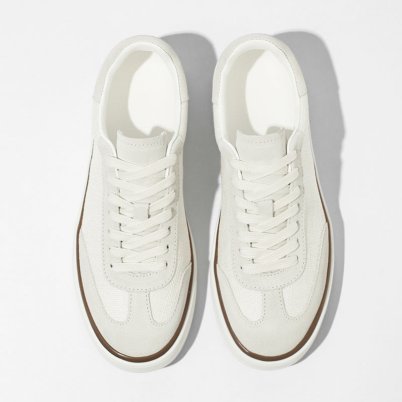 Mens Breathable Linen & Nubuck Suede Low Top Casual Sneakers