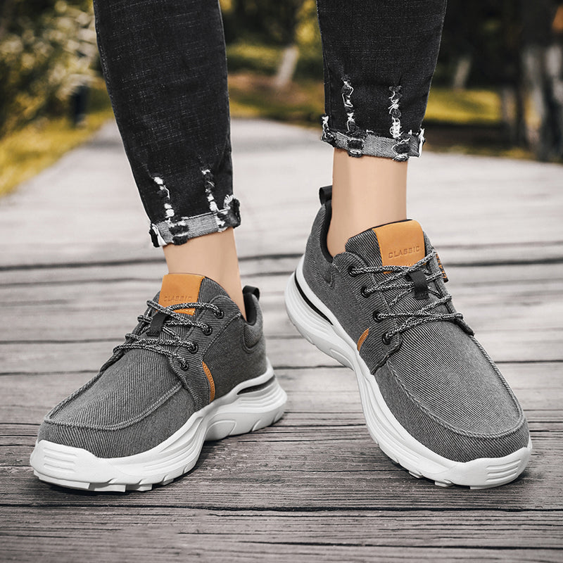 Men's Striped Canvas Lace Up Platform Casual Walking Sneakers