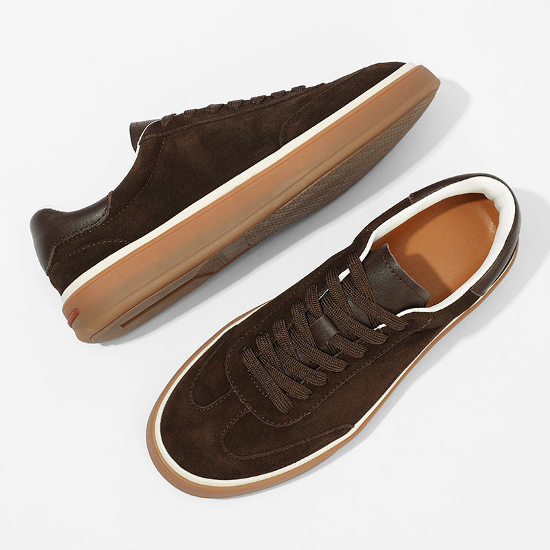 Mens Suede Leather Low‑Top Casual Trainer Sneakers