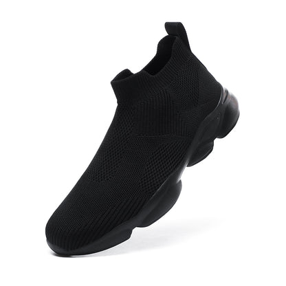 VILOCY Men's High Tops Fly Knit Slip On Sock Sneakers In Black