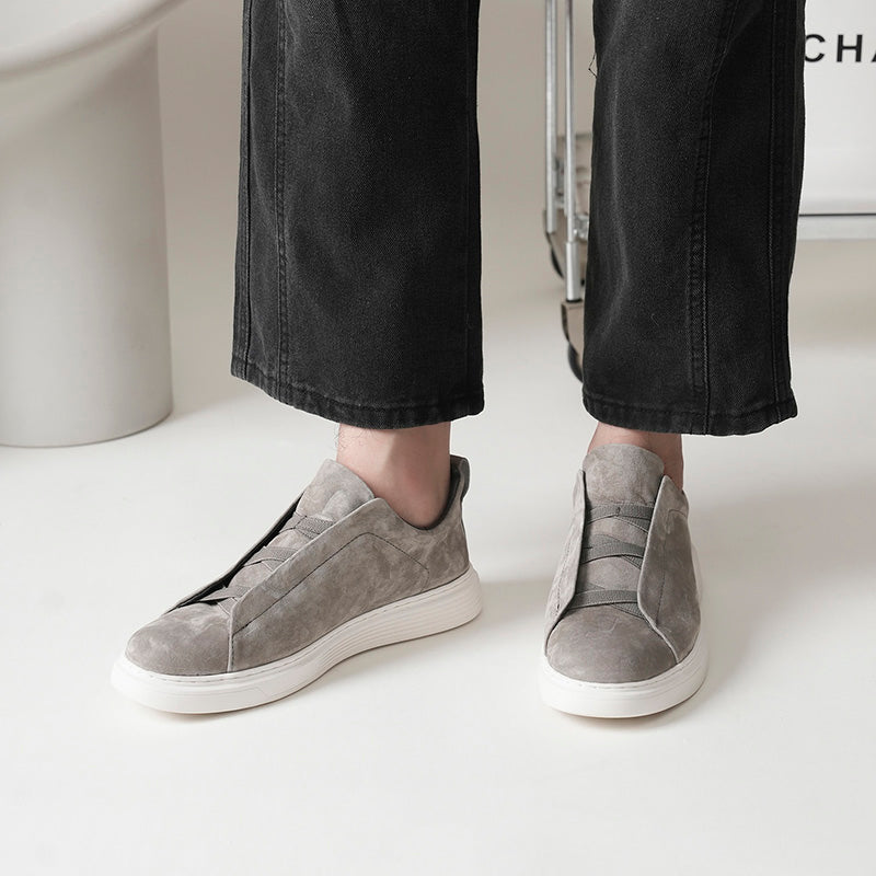 Mens Suede Slip‑On Low‑Top Casual Sneakers