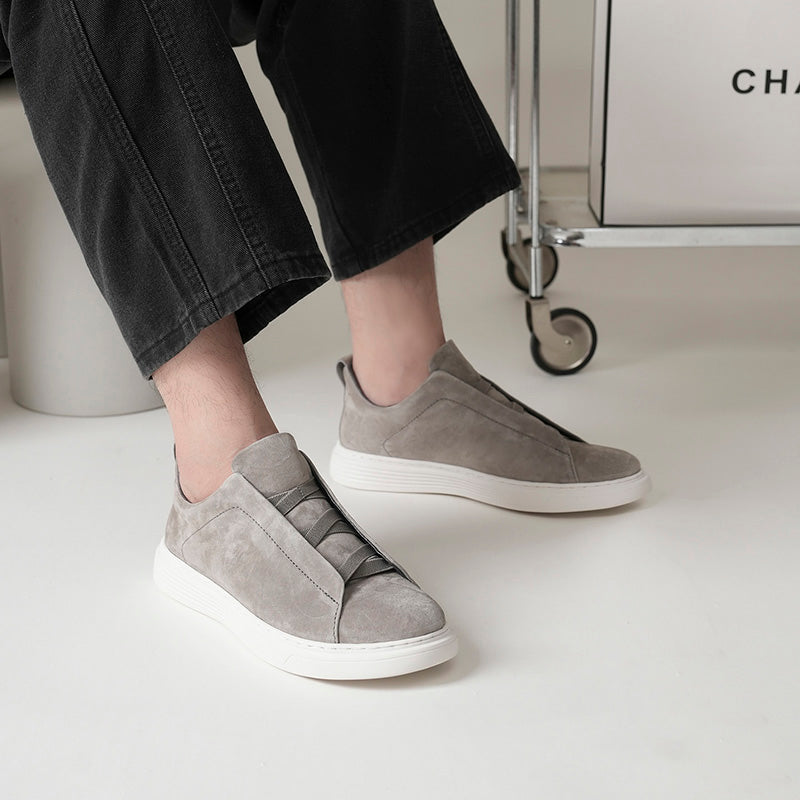 Mens Suede Slip‑On Low‑Top Casual Sneakers