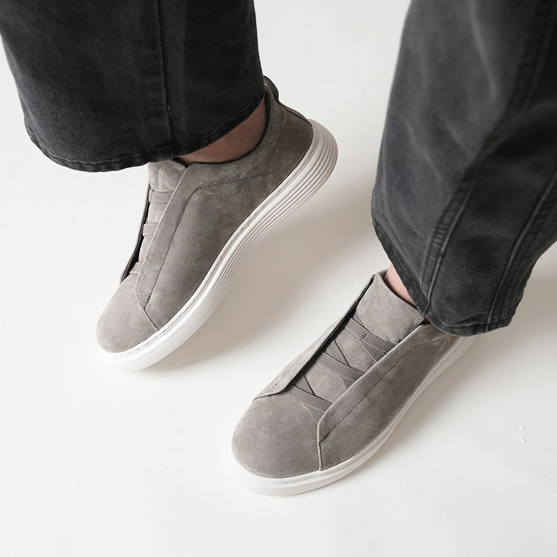 Mens Suede Slip‑On Low‑Top Casual Sneakers