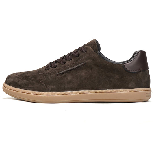 VILOCY Mens Suede Leather Low Top Casual Sneakers Dark Brown