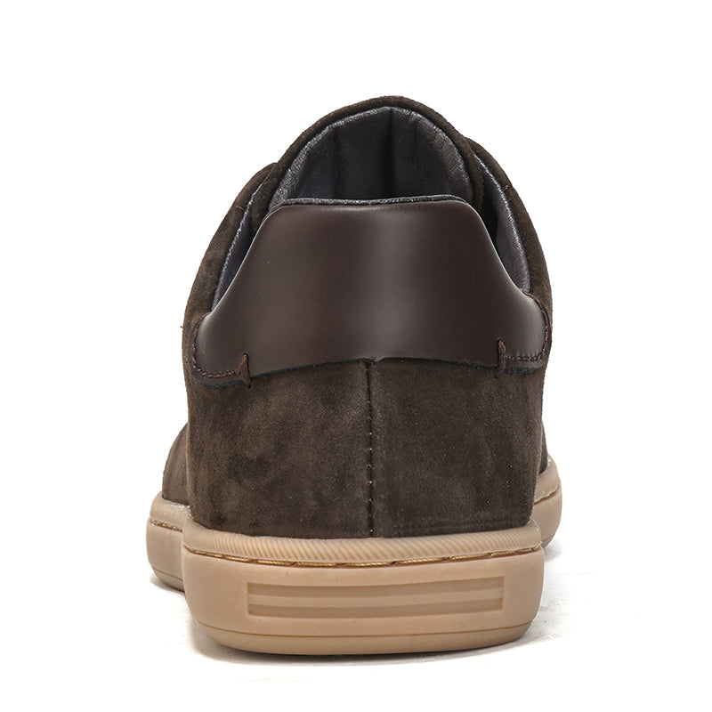 VILOCY Mens Suede Leather Low Top Casual Sneakers Dark Brown