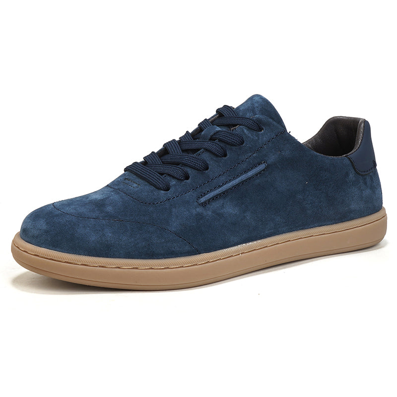 VILOCY Mens Suede Leather Low Top Casual Sneakers Blue