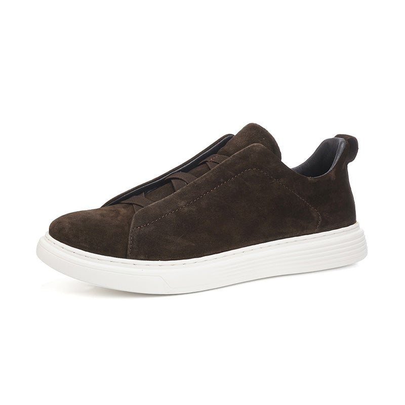 Mens Suede Slip‑On Low‑Top Casual Sneakers