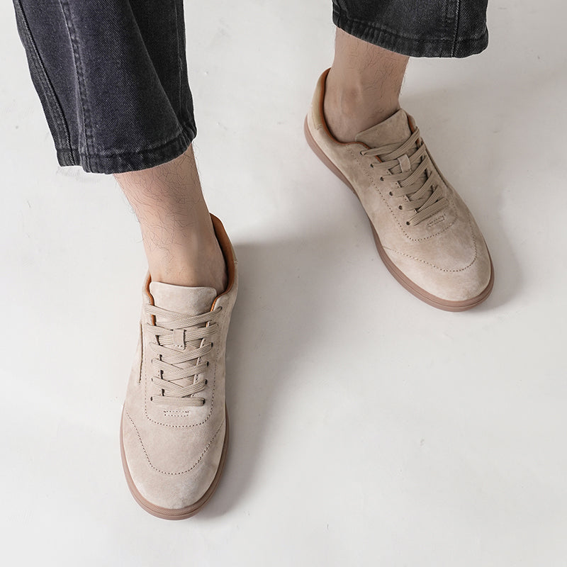 Mens Suede Leather Low Top Casual Sneakers