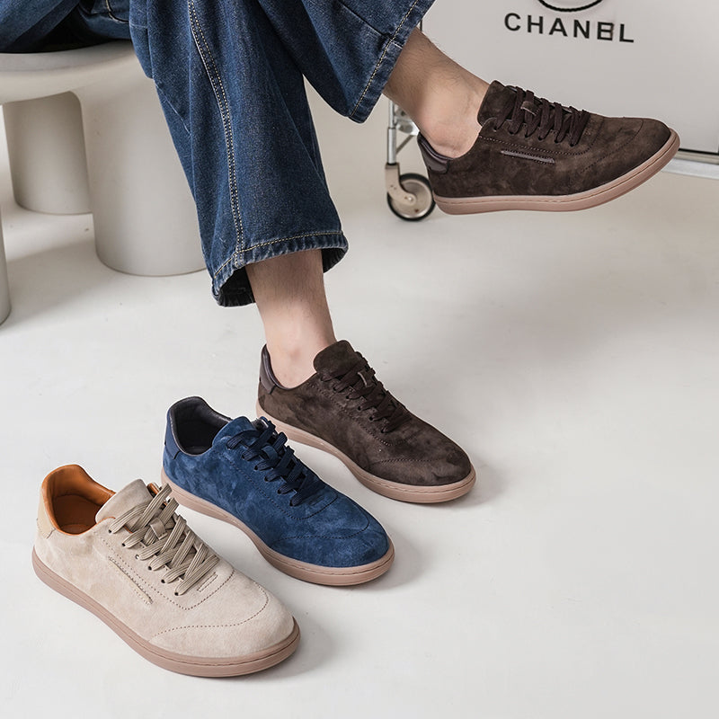 Mens Suede Leather Low Top Casual Sneakers