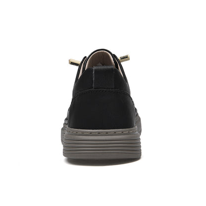 VILOCY Men's Low-Tops Perforated Leather Platform Casual Oxford Shoes Black