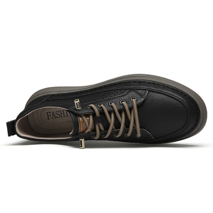 VILOCY Men's Low-Tops Perforated Leather Platform Casual Oxford Shoes Black