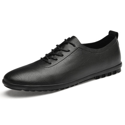 VILOCY Men's Lace Up Soft Leather Lightweight Business Casual Oxford Shoes In Black