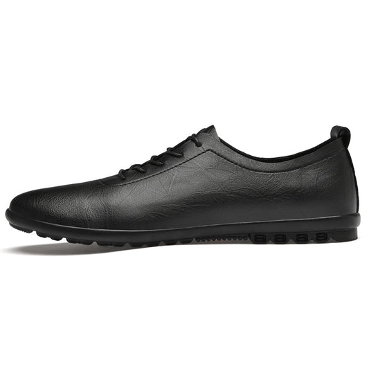 VILOCY Men's Lace Up Soft Leather Lightweight Business Casual Oxford Shoes In Black
